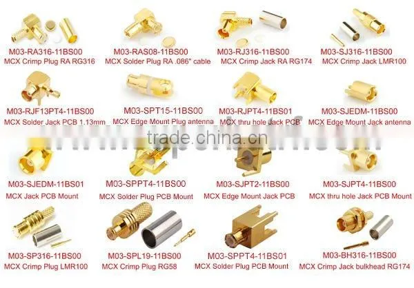 display port female to hdmi male adapter solder post mmcx edge mount connector with MMCX thru hole Plug PCB Mount