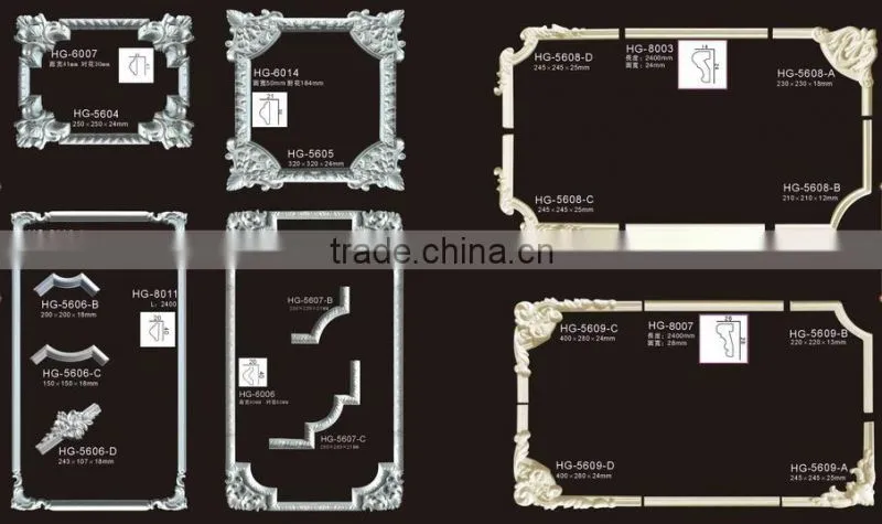 pu decorative corners & frame polyurethane ceiling wall ornament