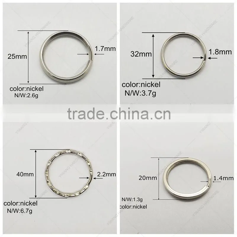 high quality metal split keyrings with 5 link chains and small jump ring