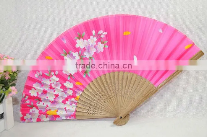 Japanese style bamboo folding silk fabrics dancing fans for gift