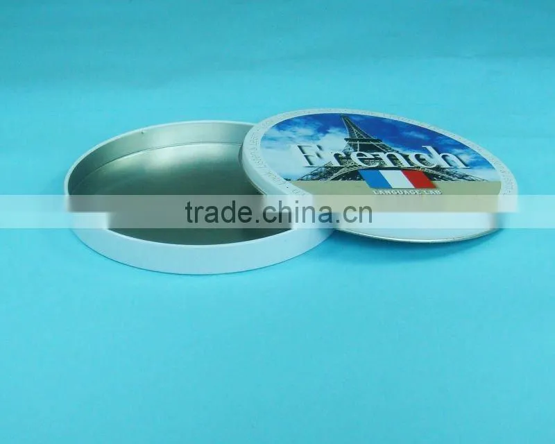 Round tin CD box
