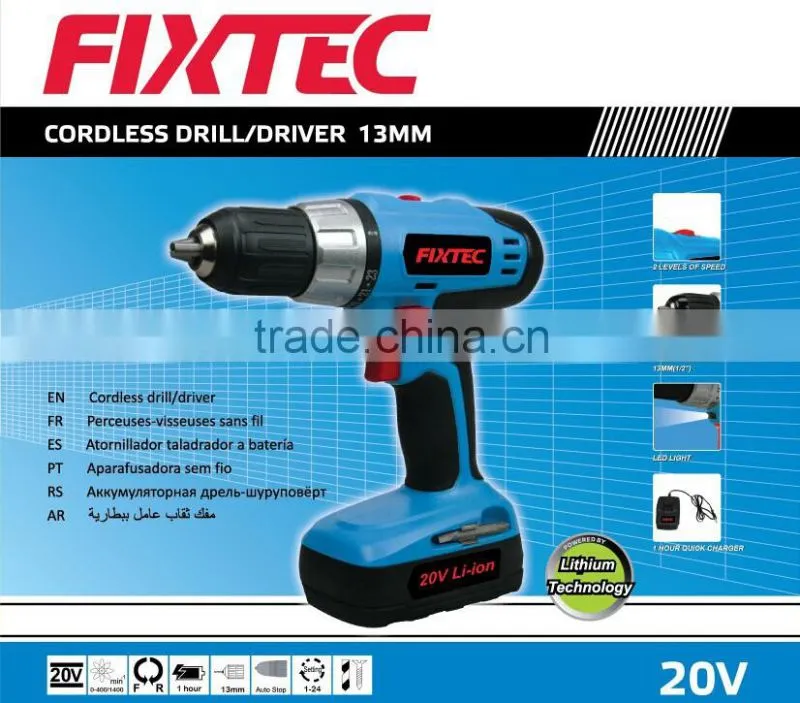 FIXTEC Modern Power Tool in China 13mm 20V Li-ion Cordless Drill