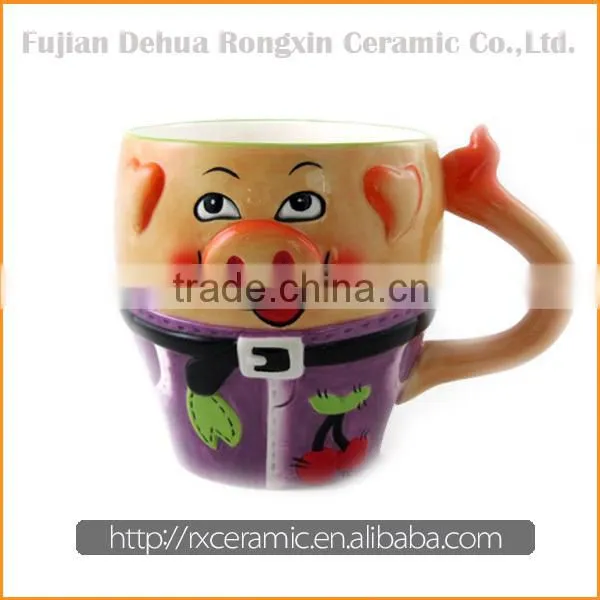 Cartoon animal hand-paintedPig miniature ceramic mugs