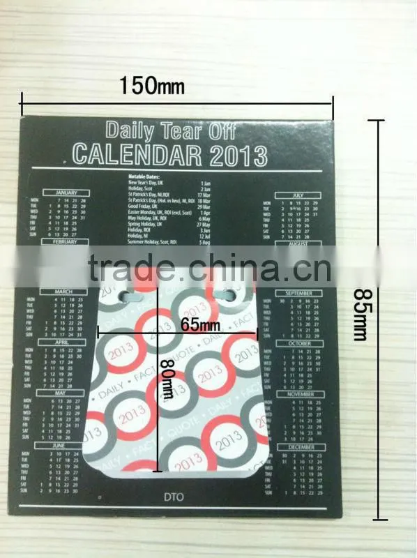 mini Dairy tear off calendar/desk calendar