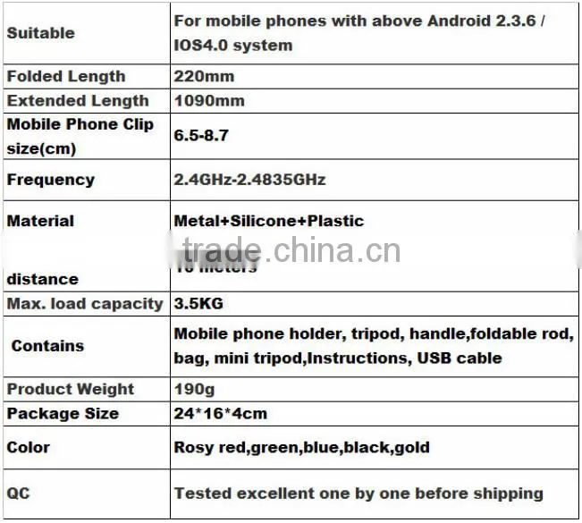 2015 New Products On China Market Foldable & Mini Bluetooth Smart Close Self-timer