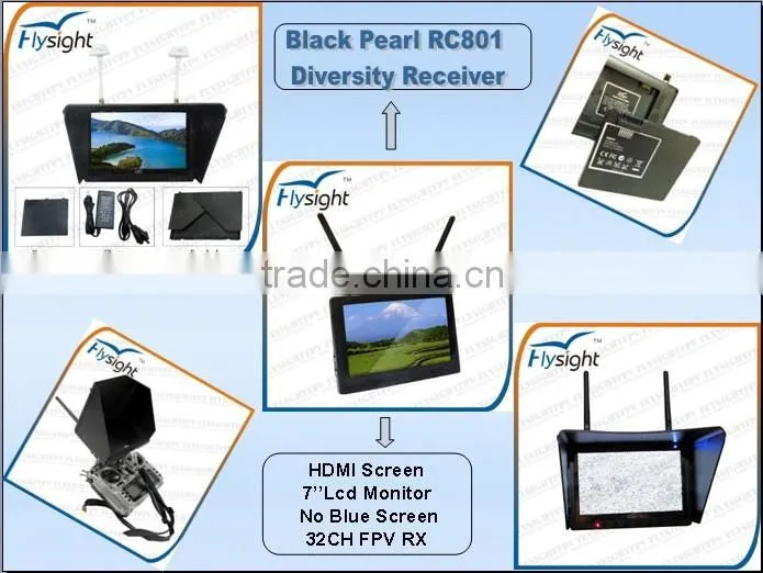 H1468 Flysight RC801 Wireless 5.8GHz Diversity Receiver 7 Inch FPV Monitor for Quadcopter Kits