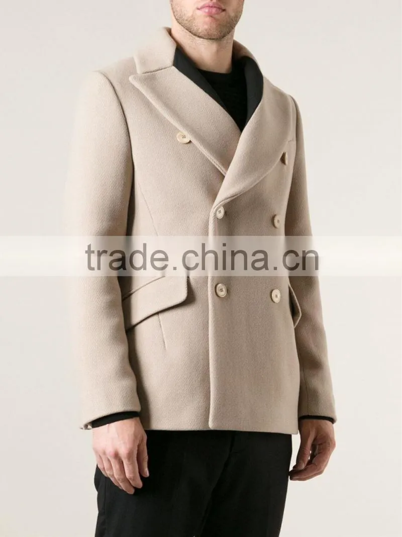 2014 new style 100% Cashmere beige man short coat