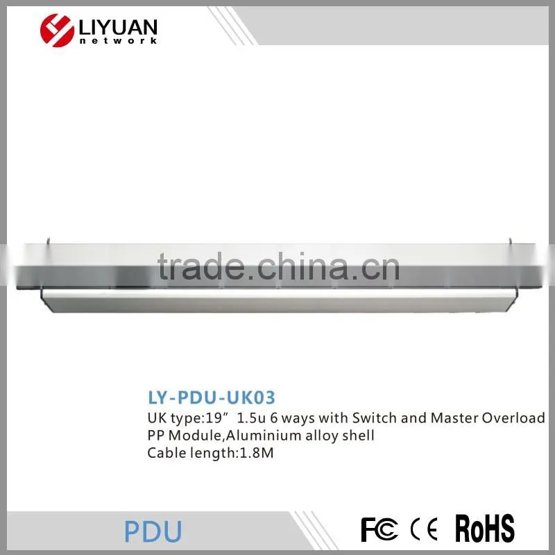 LY-PDU-UK03 19 inch 6 way output multiple switched horizontal standard PDU