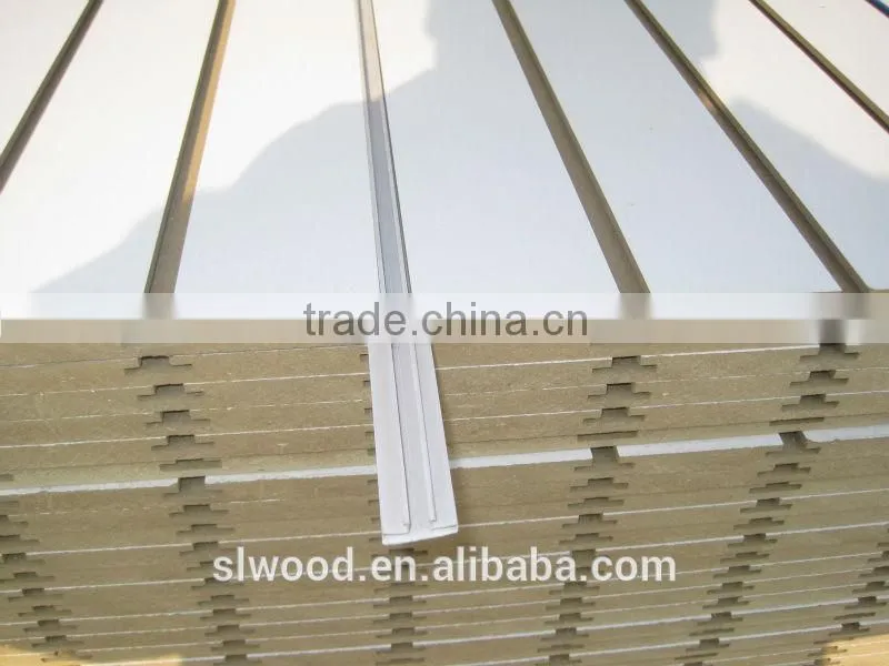 white melamined poplar core slotted mdf slot/grove on 2440mm side