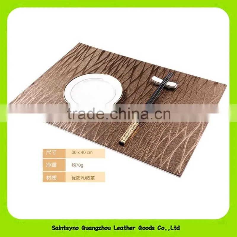 OEM Debossing Pattern Oil-proof Tabletop Lunch Real Leather Coaster 16025