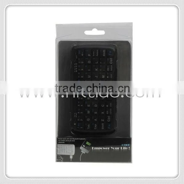 universal portable power bank Gtide PK-001 5000mAh power bank with handheld mini bluetooth keyboard, black keyboard