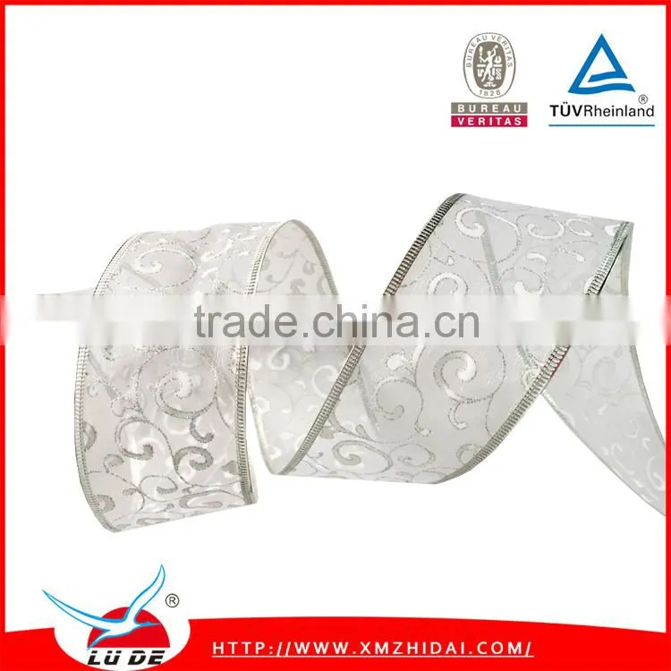 2015 Colorful Gift Organza Wired Christmas decoration Ribbons
