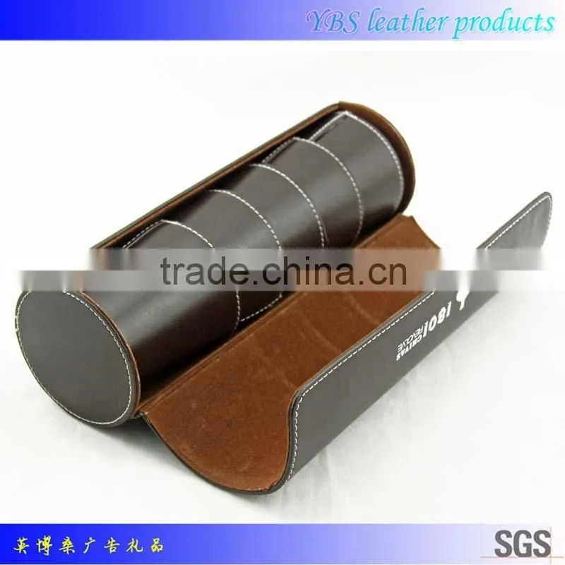 Dark brown leather dice cup game set