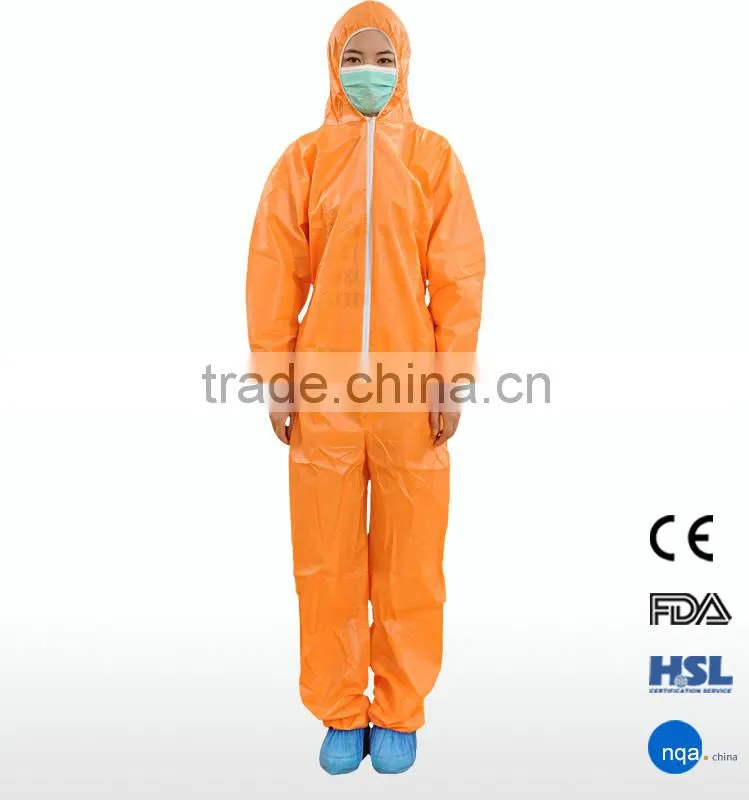 2015 New Products Waterproof YELLOW Disposable Coverall with hood