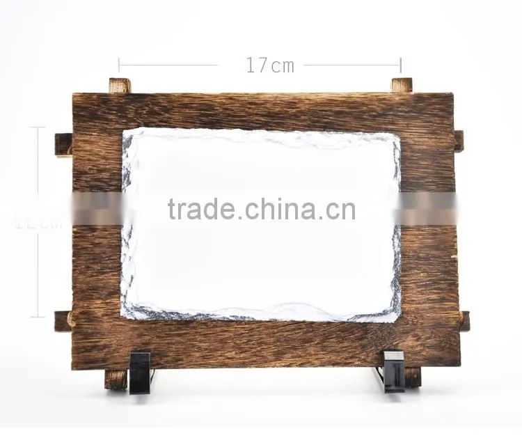 Promotional gifts customed L17*H12*W0.9CM blank wooden frame sublimation image rock
