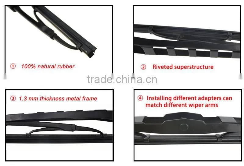 Wholesale Auto Frame Windscreen Cars Wiper With 5 Adapters