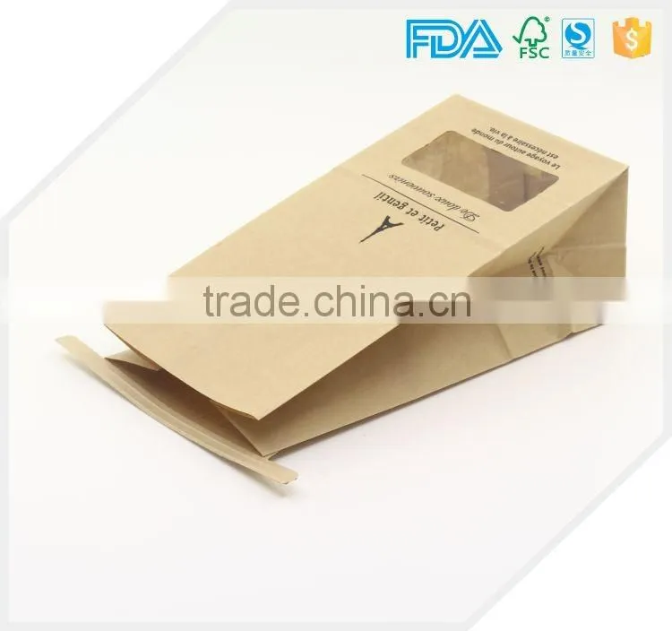Food Grade flat bottom brown kraft sos coffee paper bag