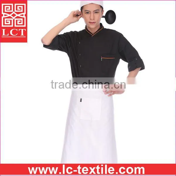 supply made of good handfeeling poly cotton fabric middle-sleeved design slim fit baking uniform for catering staff(LCTU0014)