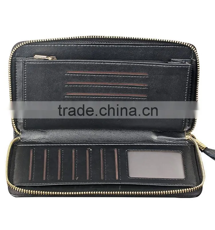 QIALINO Wholesale Zip Wallet Luxury Ostrich Leather card wallet handbag