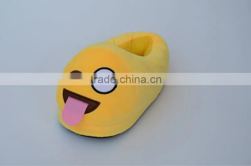 Household indoor warm emoji plush funny bedroom slippers ,QQ expression plush shoes