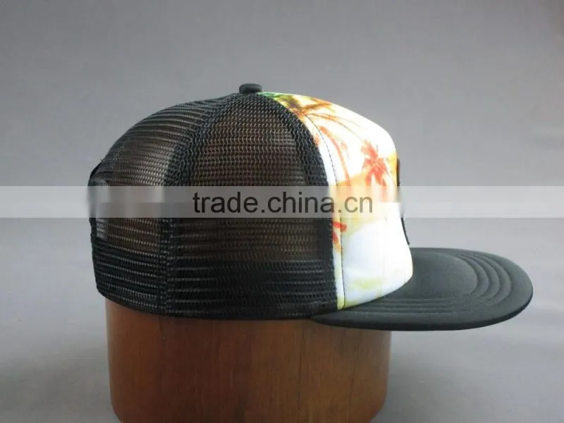 Customer sponge front mesh back snapback cap with woven lable