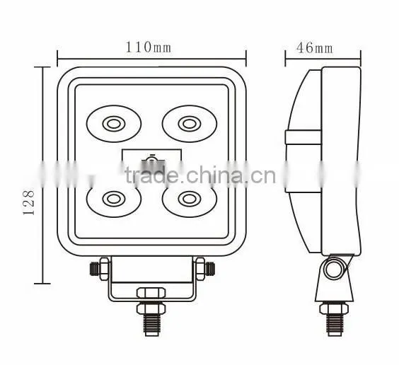 15W LED Working Lights 10~30V DC IP67 for Heavy Duty Working Lights, Square Offroad LED Driving Headlight/Roof Light