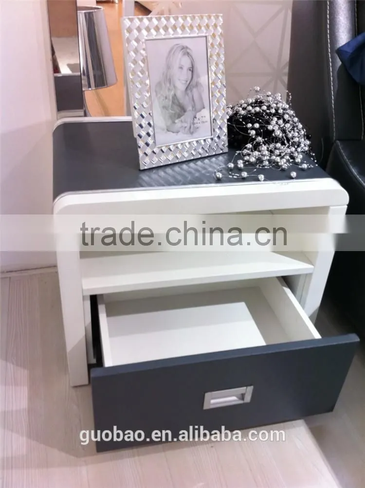 With drawers leather side tables/modern nightstand bedside table