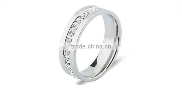 White Cubic Zirconia Eternity 316L Stainless Steel wedding band Ring for lover