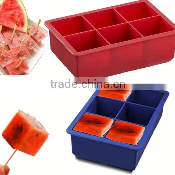 6 square cavity silicone ice cube maker mold for drinking whisky