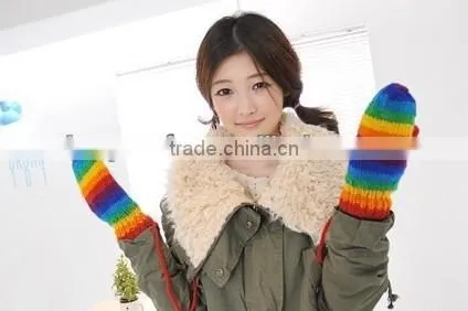 Colourful rainbow winter glove