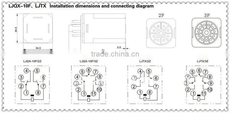 5A 8pins dc12v dc24v ac220v general purpose relay/universal realy/ power relay/relay JQX-10F-2Z(JTX)