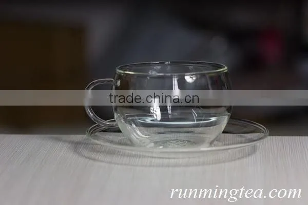 Borocilicate Western Style Tea Cup with Glass Saucer Glass Tea Cup 140cc/cup