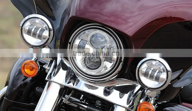 4.5" 30W universal Harley Motorcycle auxiliary LED fog light chrome black base spot driving lamp