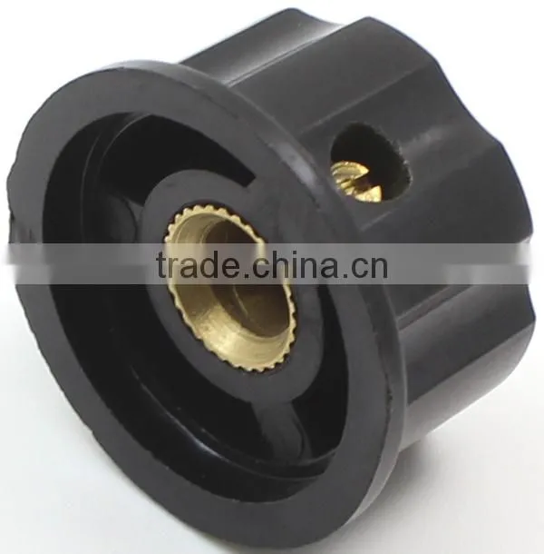 Large boss style fluted black turning knob with silver top