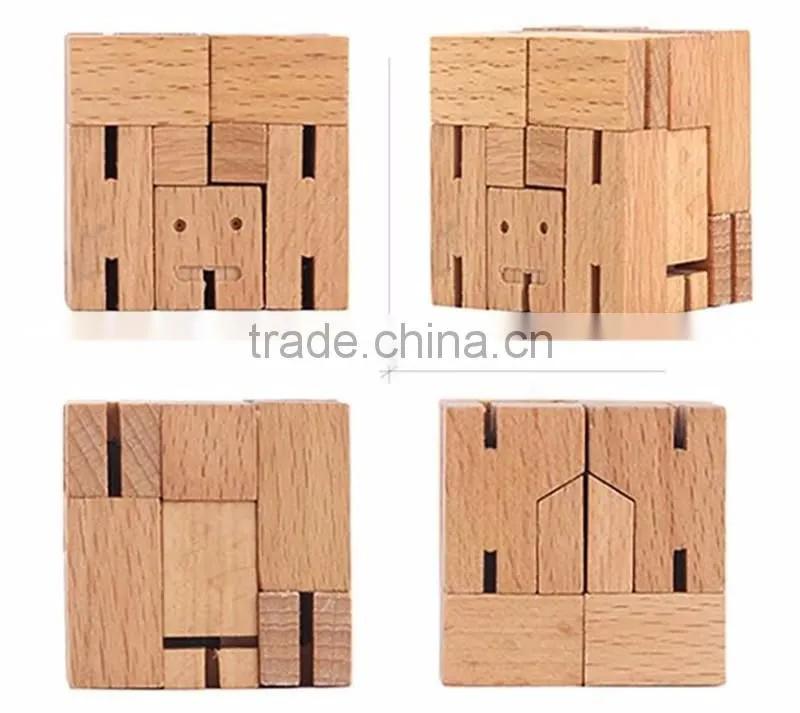 Blocks of wood cube robot Children's creative puzzle toys Amazing shape cube puzzle