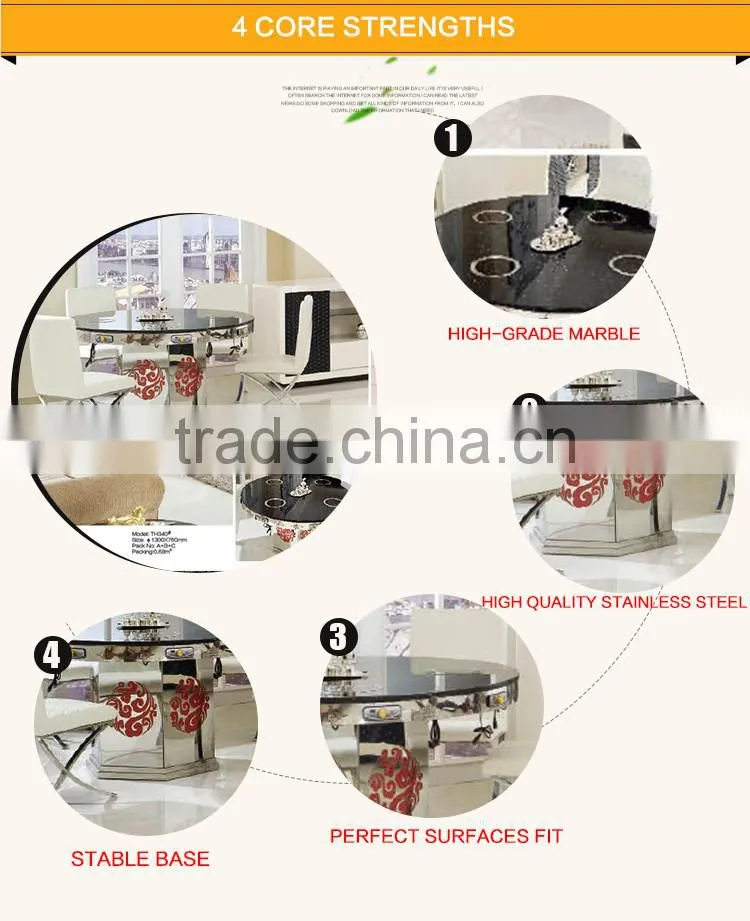 TH340 Cheap Hot Pot Table for 6 Round Black Dining Table
