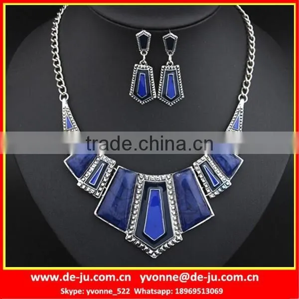 Green Square Stone Cheap Necklace And Earring Sets