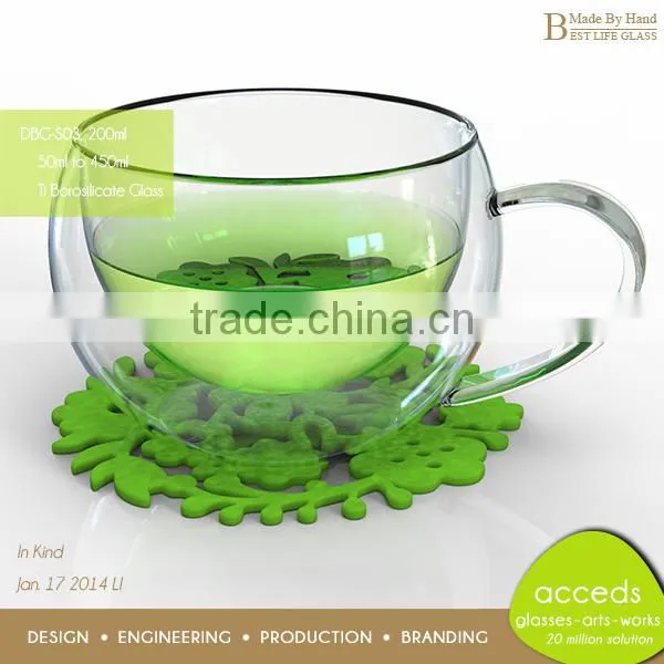 New Innovations Custom Handblown Borosilicate Glass Wooden Tea Mugs