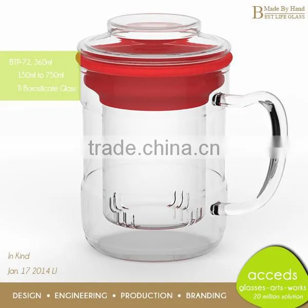 Professional Design Lead-Free Ti-Borosilicate Glass Insulated Tea Pot
