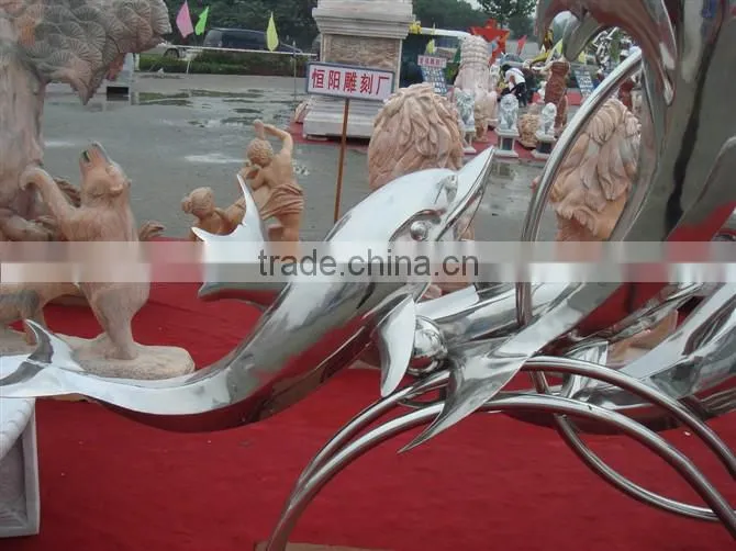 Outdoor stainless steel garden animal dolphin sculpture