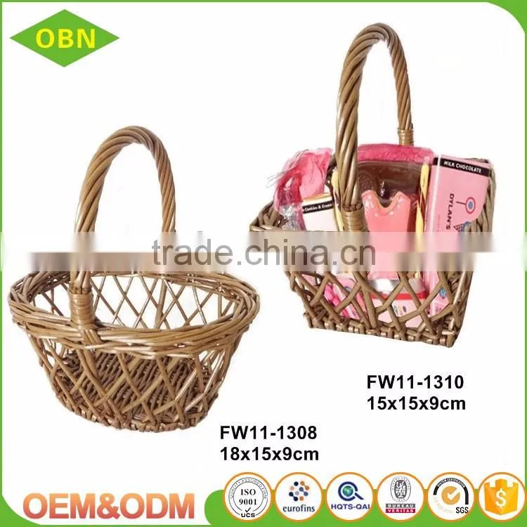Custom size small hanging storage wholesale wicker basket with handle for gift