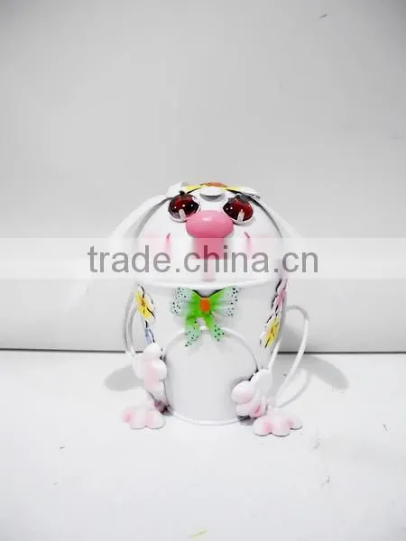 Funny metal dog trash bin decoration for home