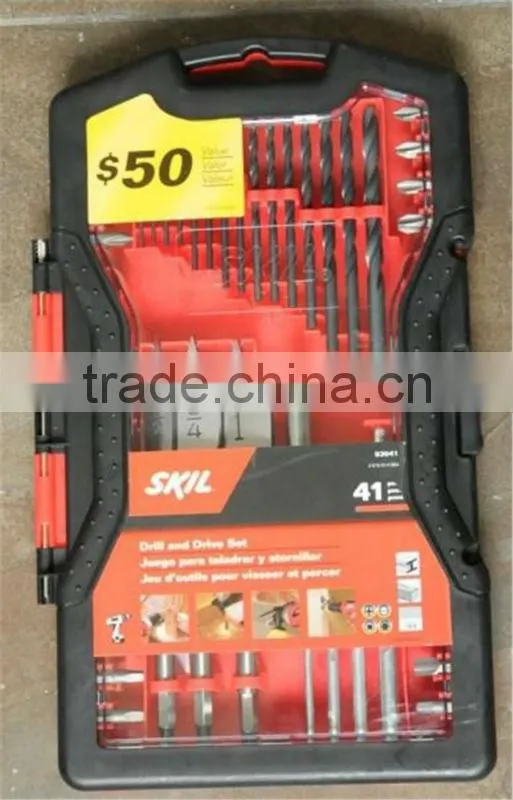 41PCS Drills & Bits Set(TWIST DRILL BITS/WOOD SPADE BIT/MASONRY DRILL BIT)
