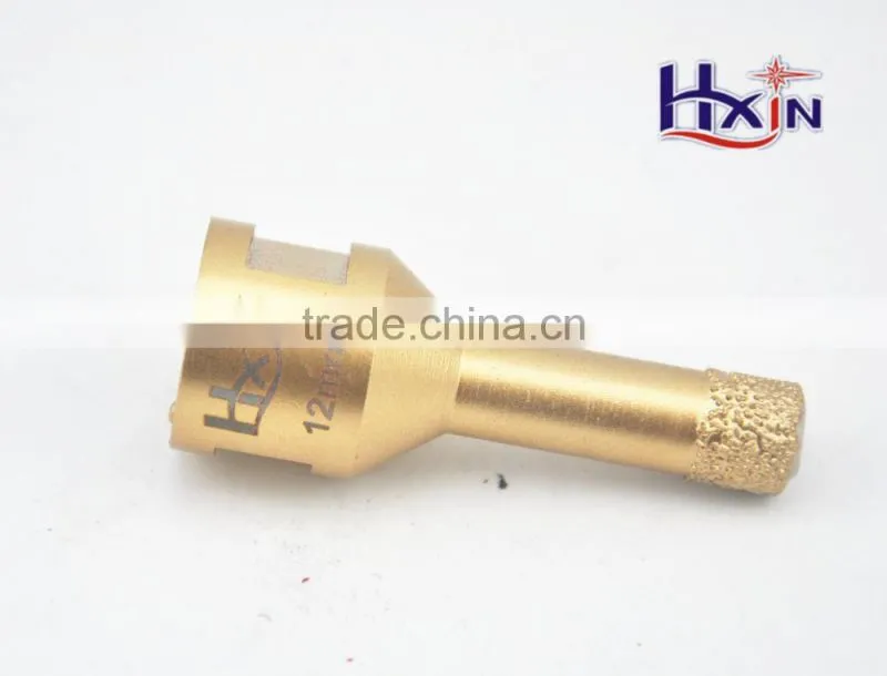 8mm Gold color Brazed diamond hole saws for hard rock / high quality diamond core drill bits