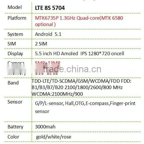 LTE8S5704 5.5 inch AMOLED screen CNC mobile phone wholesale