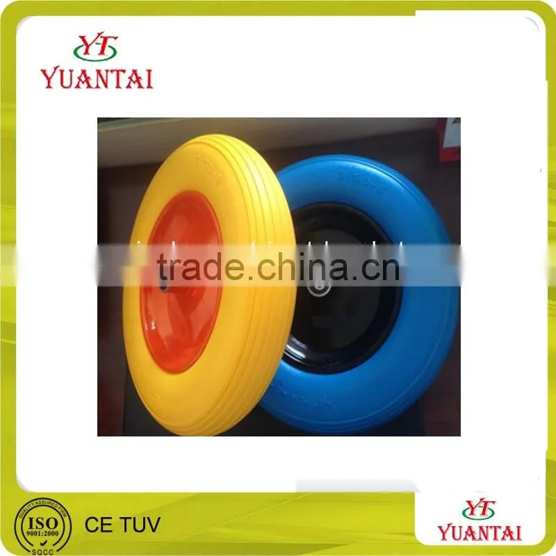 wheel barrow, garden tool cart, hand trolley use air wheel cart wheel PU foam flat free pneumatic solid rubber caster wheel