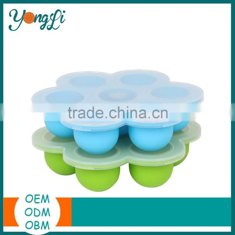 Food Grade 7 Compartments Silicone Ice Cream Freezer Container