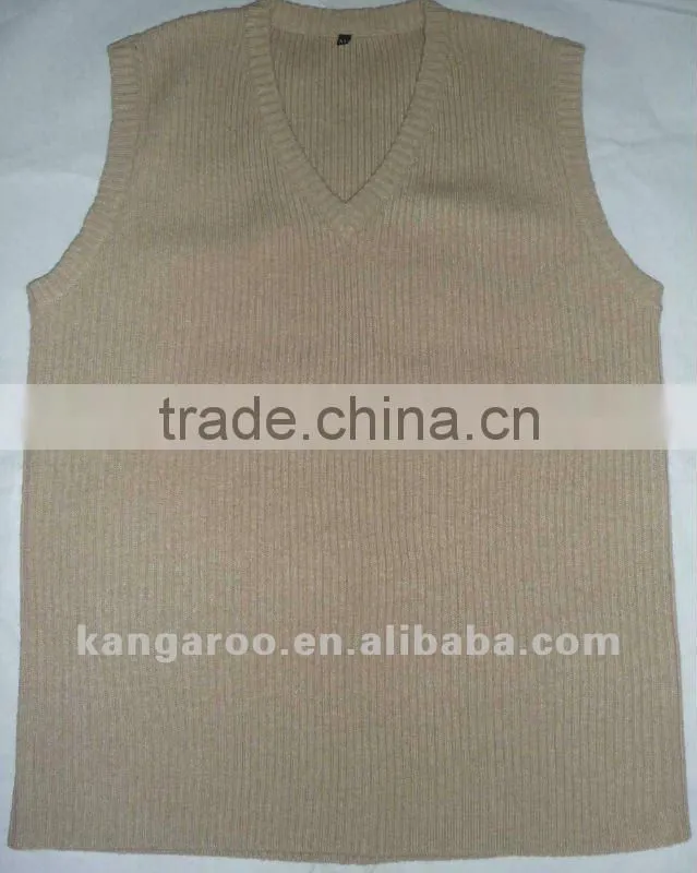 Men's 80% wool 20% acrylic sleeveless sweater