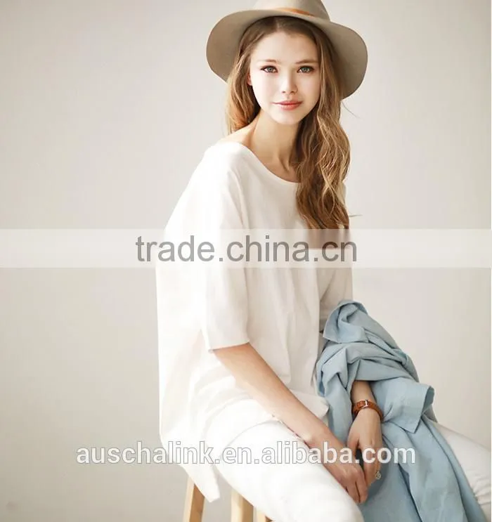 hot sale high quality girls 100% organic cotton white t shirt