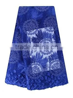 New design hot selling French Net Lace fancy beautiful embroidered dress french lace with stones FL0243